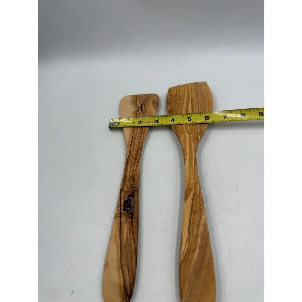 Olive Wood Kitchen Utensil Set of 2 Handcrafted Spoon & Spatula Cooking 12